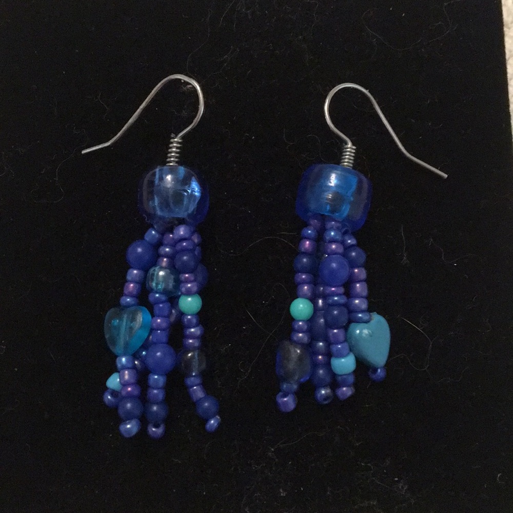 Blue beaded earrings